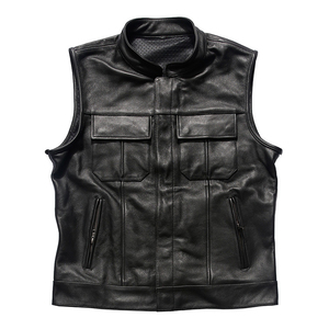 Chaleco de Cuero Vacuno Genuino Hecho a Mano de Lujo para Hombre, Chaleco de Motociclista a la Moda con Múltiples Bolsillos, Chaleco Vintage Personalizado para Hombre - Product Image 4