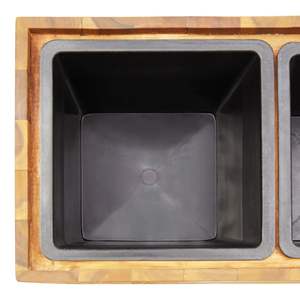 Jardinière surélevée en bois d'acacia brun massif, élégante, pour jardin extérieur - Product Image 6