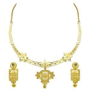 Parure de bijoux fantaisie en laiton plaqué or 14K, 18K, 24K, design traditionnel, colliers courts, vente en gros, Oro Joyeria - Product Image 4