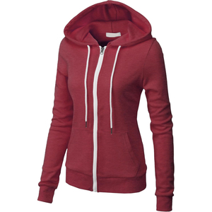 Sudadera con Capucha para Mujer, Blanca, Manga Larga, Tejida en Algodón, Color Sólido, Casual, Otoñal, Transpirable, con Bolsillos - Product Image 5
