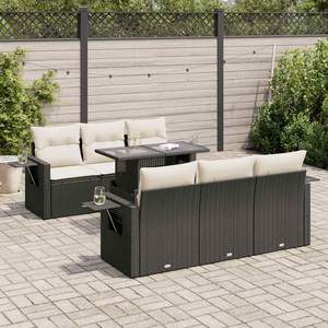Black Garden Sofa Set With Cushions Outdoor Furniture Contemporary Style UV Resistant PE Rattan High Density <b>Foam</b> <b>Seating</b> - Product Image 1