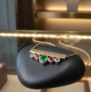 สร้อยคอออนิกซ์สีเขียวทรงกลมคลาสสิก 16 นิ้ว ประดับด้วยหินหลายชนิด เงินแท้ 925 ชุบทอง 18K เครื่องประดับทันสมัย - Product Image 1