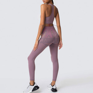 Conjunto de Yoga con Sudadera Oversize, Ropa Deportiva Profesional, Diseño Sólido en la Parte Delantera, Ecológico, Transpirable, Cuello en V, Sin Mangas, Conjunto de 2 Piezas - Product Image 6