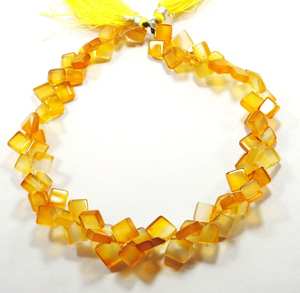 Perles carrées lisses en calcédoine jaune naturelle, pierres précieuses en vrac pour la fabrication de bijoux, vente en gros - Product Image 1