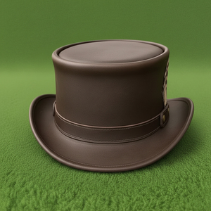 Premium quality custom made Handmade Brown Leather <b>Top</b> Hat Victorian Steampunk <b>Feather</b> Accent - Product Image 5
