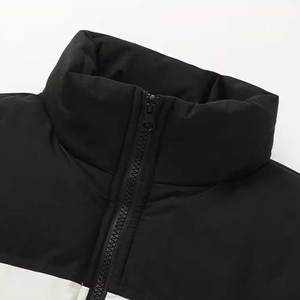 Trendy Two Tone Puffer <b>Vest</b> Black <b>White</b> Sleeveless Quilted Zip Up Padded Gilet Puffer <b>Vest</b> Drawstring Outerwear Jacket Coat Gift - Product Image 6