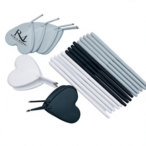 Miroir à cils en forme de cœur, couleur argent/blanc/noir avec revêtement en poudre, miroir pour extensions de cils et poignées à prise diamantée - Product Image 4
