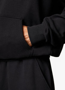 Sweat-shirt à capuche oversize pour homme, noir uni, en molleton de coton, coupe décontractée, avec poches, pour l'automne - Product Image 6