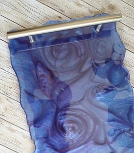 Luxury Abstract Resin Art Serving Tray with Handles, Handmade Modern Coffee <b>Table</b> <b>Vanity</b> Tray By Perfect Enterprises - Product Image 5