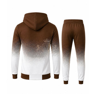 Men Brown <b>White</b> Sublimation <b>Tracksuit</b> Full Sleeve Zipper 100% Polyester 300 Gsm Sporty Sweatshirt Pants Set Breathable - Product Image 4