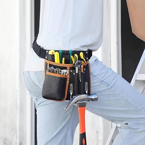 Sacoche de ceinture pour outils de charpentier, noir et orange, sangle réglable, durable, multi-poches, organisateur de rangement pour outils - Product Image 3