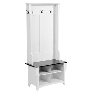 Panca da ingresso da 32 pollici con appendiabiti e ripiani regolabili per ripostiglio e zona seduta - Product Image 1