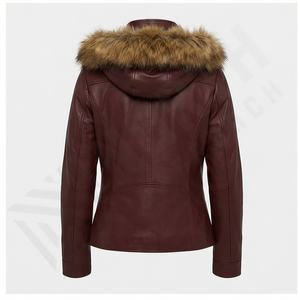 Pakistan 2025 veste en cuir d'hiver pour femmes casquette de fourrure attacher avec veste Logo personnalisé vestes en cuir pour dames en cuir personnalisé - Product Image 3
