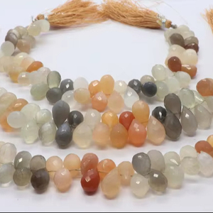 Perles facettées en pierre de lune naturelle AAA, forme goutte, 7x11 à 8x12 mm, perles de pierre de lune, 8 pouces, perles facettées en pierre de lune multicolores - Product Image 1