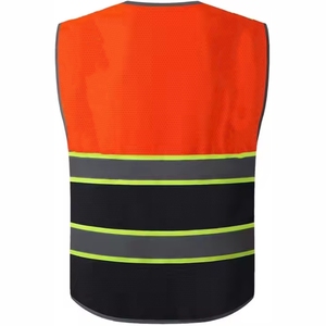 Gilet de sécurité en maille bleue pour homme avec bandes réfléchissantes, fermeture éclair sur le devant, col en V, vêtements de travail décontractés, respirant, design multi-poches - Product Image 6