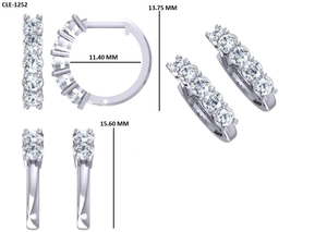 Boucles d'oreilles en or blanc massif 10 carats certifiées IGI, boucles d'oreilles créoles avec diamant de laboratoire de 1 carat taille ronde, cadeau de mariage pour femme - Product Image 6