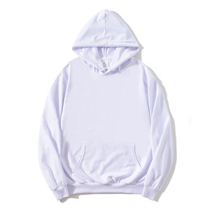 Sweat-shirt à capuche uni blanc pour homme, coupe classique, en coton tricoté, décontracté, avec poche kangourou, pour l'automne - Product Image 1