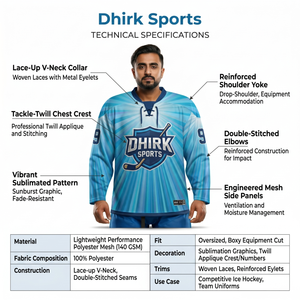 OEM Custom Sunburst Pattern Team Name Ice Hockey Jersey 100% Polyester <b>Lace</b>-up V-Neck Uniform Mens Hockey Shirt - Product Image 5