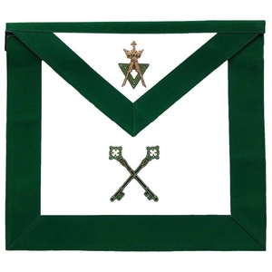 Delantal de Masonería para Grados de Tesorero, de Terciopelo Verde con Cuerpo Blanco, Cinturón Ajustable, Prenda de Regalia Premium - Product Image 6