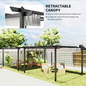 Pergola Retrattile in Alluminio 13FT X 13FT, Copertura per Giardino, Patio, Terrazza, Bianca, Costruzione in Metallo Resistente - Product Image 4