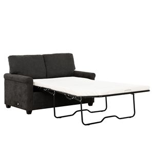 Modern Dark Gray Convertible Twin <b>Sleeper</b> <b>Sofa</b> Bed 2-Seater Loveseat for Living Room with USB Ports Upholstered Modern Style - Product Image 6