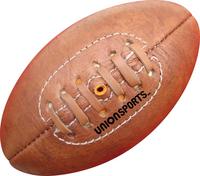Ballon de rugby classique vintage en cuir naturel, entièrement cousu à la main, avec lacets, haute rétention d'air, durable et écologique