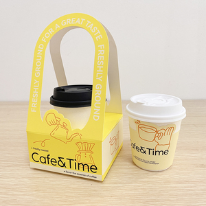 Porte-gobelets à café jetables personnalisés en papier kraft avec logo personnalisé, porte-gobelets à café ou thé à emporter - Product Image 5