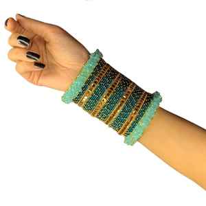 Wholesale Indian Style Trendy Pearl Churiya <b>Bangle</b> Set Wedding Latest Design Handmade <b>Copper</b> Alloy Bridal <b>Bangles</b> for Women - Product Image 1