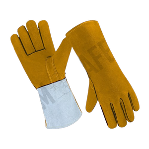 Cowhide Split Leather Anti-Vibration Safety Gloves Safety Cuff Industrial Work Heat Resistant Hockey Palm <b>Fire</b> Protection - Product Image 3