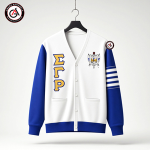 เสื้อคาร์ดิแกนไหมพรมอะคริลิกปักลาย Sigma Gamma Rho Sorority สำหรับผู้หญิงใส่ในฤดูหนาว |   สไตล์วินเทจแบบสั่งทำ - Product Image 1
