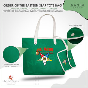 Bolso Tote Impermeable de Poliéster Codura Personalizado Green Eastern Star (OES) para Ex-Maternas, con Cierre de Cremallera y Bordado, para Todas las Estaciones - Product Image 4