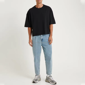 T-shirt pour homme en coton 100% de qualité supérieure, coupe ample, logo personnalisé, design luxueux, col rond côtelé, vêtements pour homme - Product Image 4