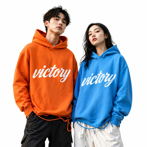 เสื้อฮู้ดดี้โอเวอร์ไซส์สไตล์วินเทจแบบยูนิเซ็กซ์ ลุคสตรีทแวร์ ผ้าฟลีซ มีฮู้ด สกรีนโลโก้ได้ - Product Image 1