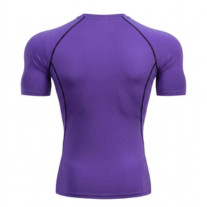 T-shirt de sport à manches courtes pour homme, compression personnalisée, sous-vêtement de sport, t-shirt de base pour la gym et le fitness - Product Image 2