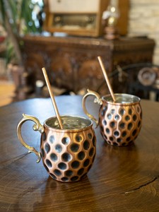 Tasses à Moscow Mule et verres à bière en cuivre noir Dott, design martelé, luxe moderne, durables, grande capacité, 100 % cuivre pur - Product Image 5