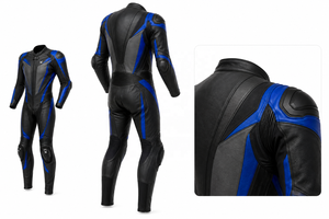 Combinaison de moto en cuir monopièce haute performance et aérodynamique |   Noir Bleu |   Logo X |   Fabricant OEM ODM |   Design haut de gamme | - Product Image 6