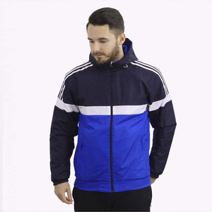 Veste coupe-vent imperméable personnalisée pour homme, à capuche, bicolore, légère, sportive, résistante à la pluie, softshell, fermeture éclair intégrale - Product Image 6
