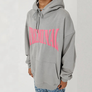 Sudadera con Capucha Blanca Treminal para Hombre, Talla Grande, de Algodón y Felpa, Estilo Casual Urbano, Corte Regular, con Logotipo Estampado en la Parte Delantera - Product Image 4
