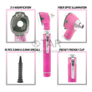 Ensemble d'otoscopes de poche couleur rose, diagnostic portable, éclairage LED lumineux, examen médical compact pour médecins - Product Image 2