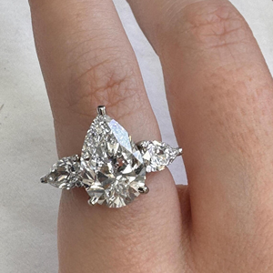 Bague de fiançailles unisexe en diamant de laboratoire taille poire 5 carats, plaqué or 14 carats, bijoux de mariage de luxe certifiés IGI, cadeau - Product Image 3