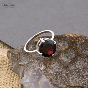 Authentic Mozambique <b>Garnet</b> 9x11mm Round Faceted Cut Solitaire <b>Ring</b> in 925 Sterling <b>Silver</b> Wedding Engagement <b>Ring</b> - Product Image 6