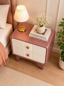 Wood Nightstand Two Drawer <b>Bedside</b> <b>Table</b> Small End <b>Table</b> Bedroom Decor Contemporary Nightstand Cabinet Housewarming Tabletop - Product Image 6