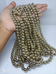 Natural Golden Pyrite Bead Strand Round Gemstone Crystal Beads Polished Loose Stone Wholesale - Product Image 4