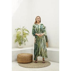 Vestido Kaftan Verde Tie Dye para Mujer, Vestido Maxi Holgado, Estilo Boho, para la Playa, Informal, Largo, para Verano - Product Image 3