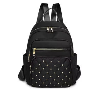 Nouveau Sac à Dos Tendance Brodé en Tissu Oxford Grande Capacité avec Rivets, Sac à Dos Loisirs pour Étudiantes, Sac d'École pour Femmes - Product Image 1