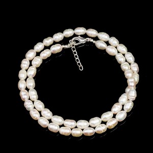 White Freshwater Pearl Oval Choker Necklace 5MM 8MM Natural Freshwater Pearl Necklace Genuine Pearl Jewelry Making For Women - Product Image 5