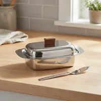 Boîte à beurre en acier inoxydable avec couvercle et couteau à beurre offert, plateau de rangement pour réfrigérateur, cuisine et table à manger