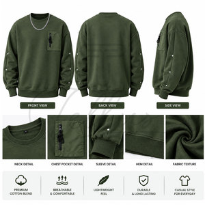 เสื้อสเวตเชิ้ตผู้ชายดีไซน์ใหม่ทันสมัย ระบายอากาศได้ดี แขนยาว ปรับแต่งได้ตามต้องการ เหมาะสำหรับการสวมใส่แบบสลิมฟิตอย่างมีสไตล์ - Product Image 5