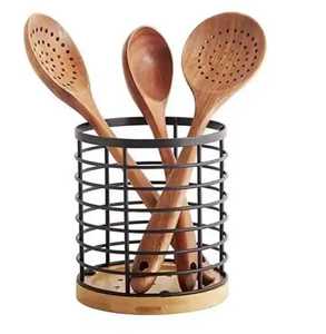 Porta Cubiertos de Acrílico Verde de Lujo con Base Metálica Dorada con Diseño de Hoja de Ginkgo, Organizador de Utensilios de Cocina con 2 Compartimentos y Escurridor - Product Image 4