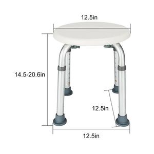 Sedia da Bagno in Lega di Alluminio Regolabile in Altezza, Attrezzatura di Sicurezza per Doccia e Vasca, Colore Bianco - Product Image 4